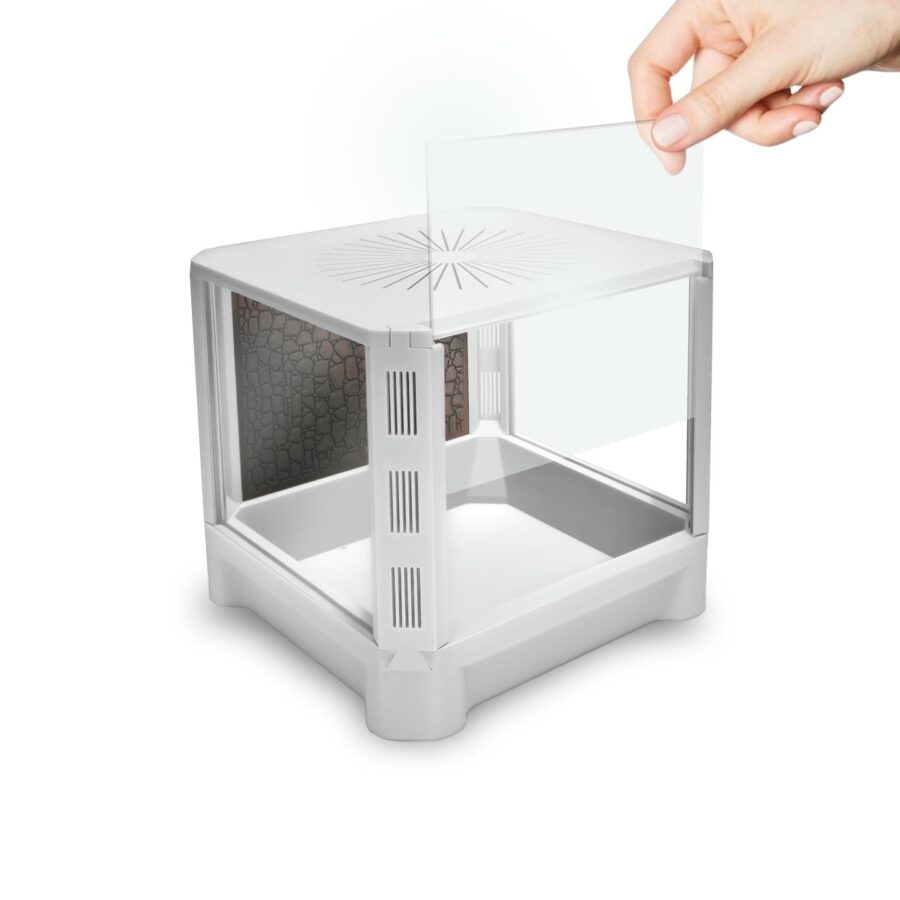 Terrarium Terradise 15x15x15cm - Białe. Otwarcie w formie gilotyny